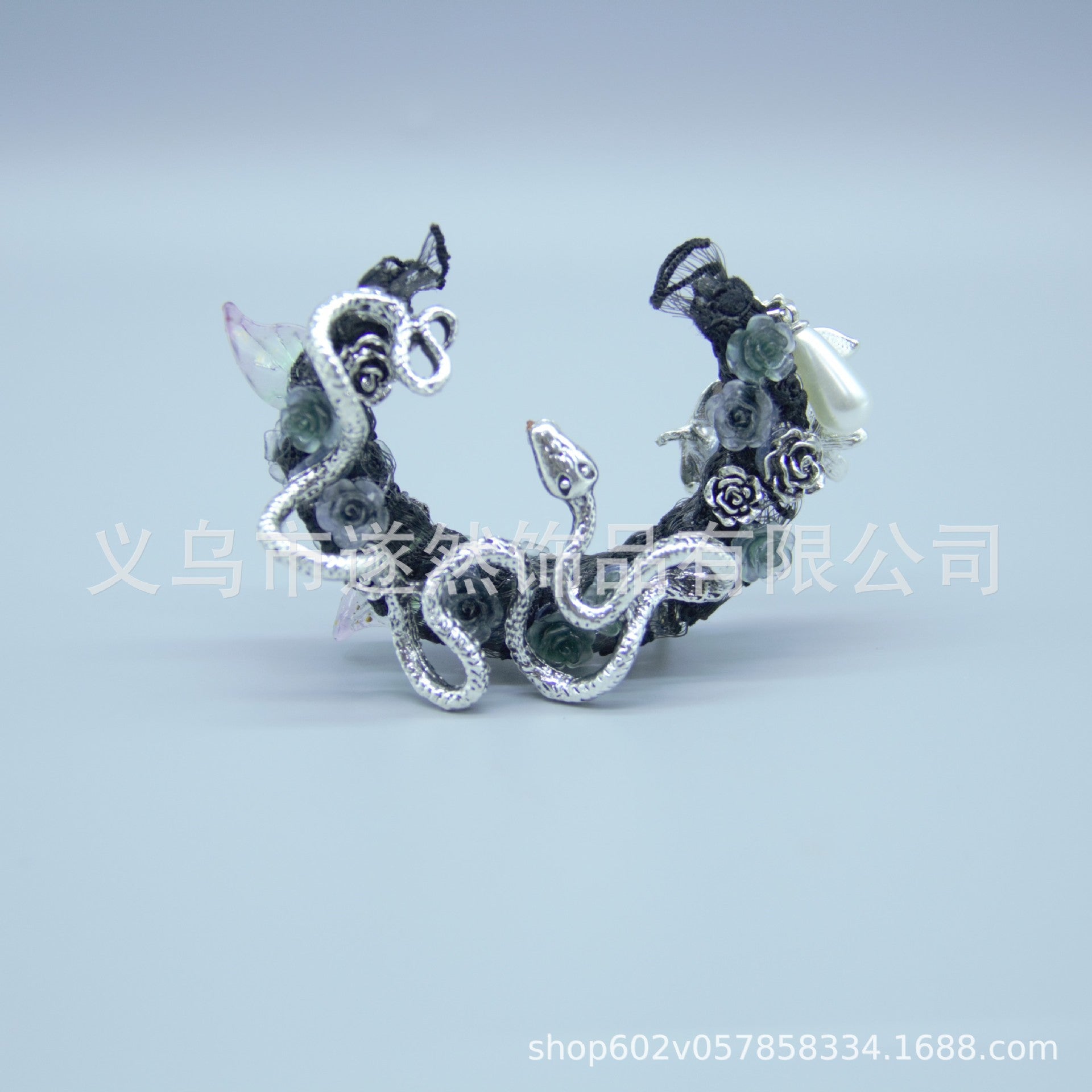 Wholesale 2pcs Heavy Industry Handmade Beads High-grade Snake Holding Moon Dripping Pearl DIY Jewelry Accessories